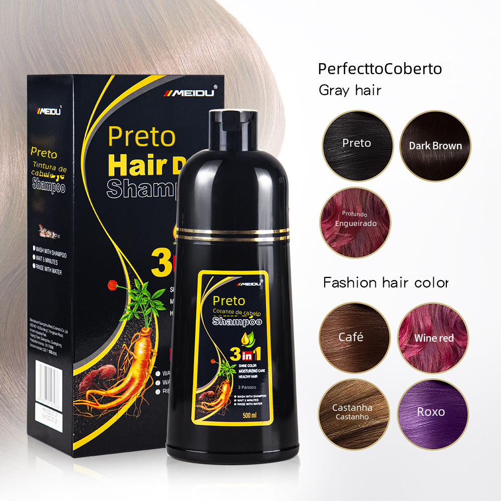 Mido Black Hair Dye Shampoo - Premium Plant-Based Foam