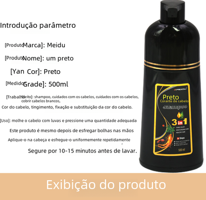 Mido Black Hair Dye Shampoo - Premium Plant-Based Foam